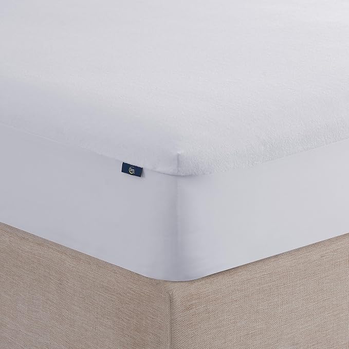 Serta Soft Top Mattress Cover, 39" x 75" Odor-Preventing and Stain-Resistant Waterproof Mattress Protector, 18" Elastic Deep Pocket for Secure Fit, Twin Mattress Pad, White
