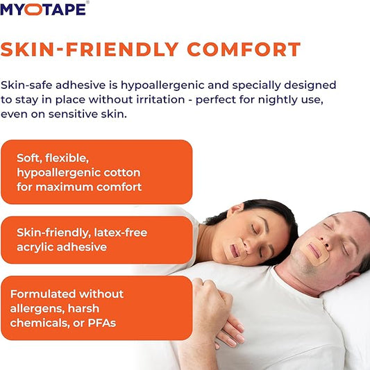 MyoTape - Sleep Tape 30 Nights Supply - Reduce Snoring - Improve Your Sleep - Promote Nasal Breathing - Comfortable & Gentle On Skin - Large