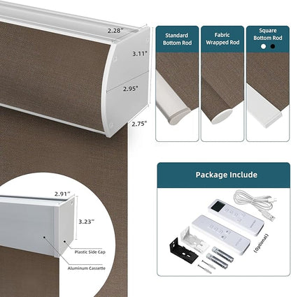 Motorized Blinds Compatible with Alexa,Google Asssitant,Homekit Over Thead,5% Openness Solar Shades for Window, Smart Shades with Remote, APP/Voice Control,Custom Size,Aventus Chocolate
