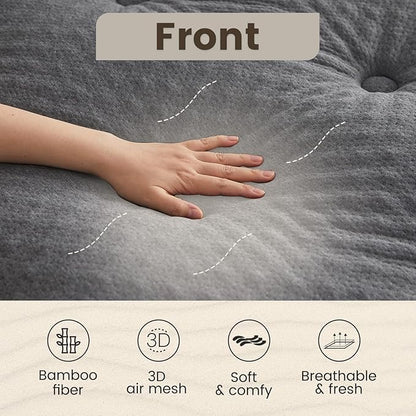 QUIETSEA Reversible Sofa Full Mattress Pad Memory Foam Mattress Topper, Bamboo Viscose Egg Crate Mattress Topper Sofa Full,Noiseless Waterproof Mattress Cover with Deep Pocket up to 21"(54"x72",Grey)