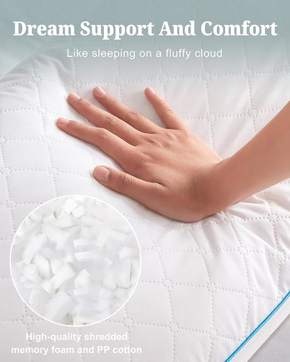 YZ HOME Long Body Pillow for Adults - Firm Body Pillow Insert with Shredded White Memory Foam, Adjustable Height, Soft Support for Side Sleeping, Pregnant Women, Washable (White, 20x54 Inch)