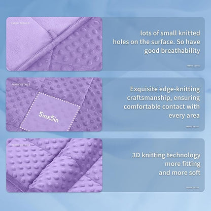 Topcee Weighted Blanket for Adults (15lbs 60"x80"), Minky Dots Heavy Blanket for Woman, Man Sleeping, Soft, Cozy and Cooling Weighted Throw Blankets, Machine Washable, Purple