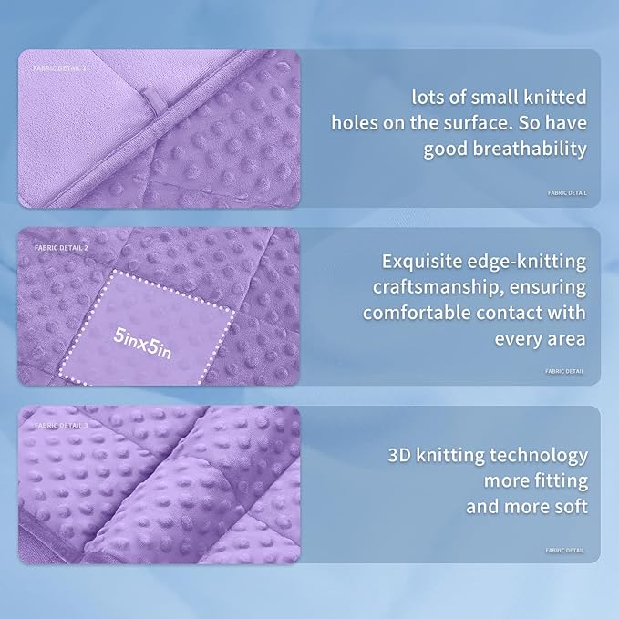 Topcee Weighted Blanket for Adults (20lbs 60"x80"), Minky Dots Heavy Blanket for Woman, Man Sleeping, Soft, Cozy and Cooling Weighted Throw Blankets, Machine Washable, Purple