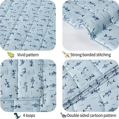 HOSUKKO Weighted Blanket - 3 lbs Blue Shark Heavy Blanket - Small Size Breathable Blanket(20 * 30 inches, 3 lbs)