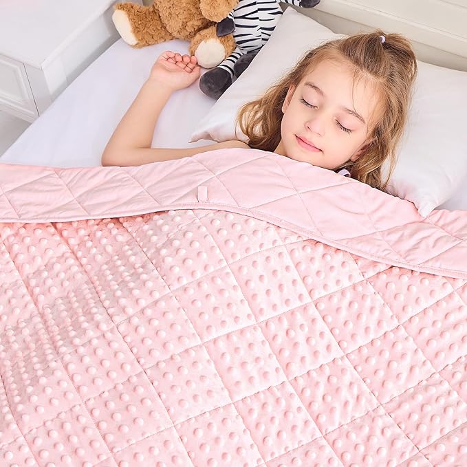 yescool Pink Weighted Blanket 5 Pounds, 40 * 60in Twin Size Cooling Weighted Throw Blanket, Minky Heavy Blankets Warm Weighted Comforter, Big Washable Thick Blankets Gifts