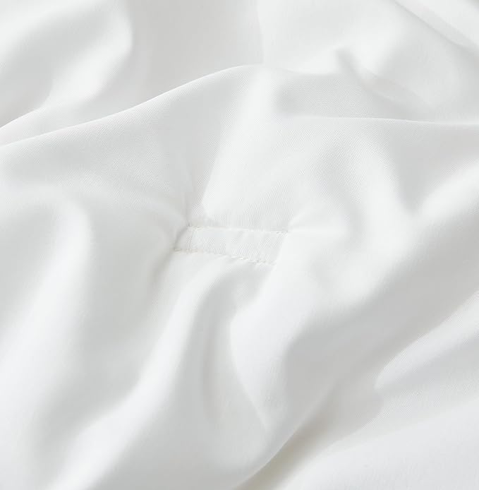 Chezmoi Collection Cliff 3-Piece Lightweight Cooling Comforter Set, Oversized King - Rayon Derived from Bamboo & Polyester Blended, Soft Breathable Bedding for Hot Sleepers, White