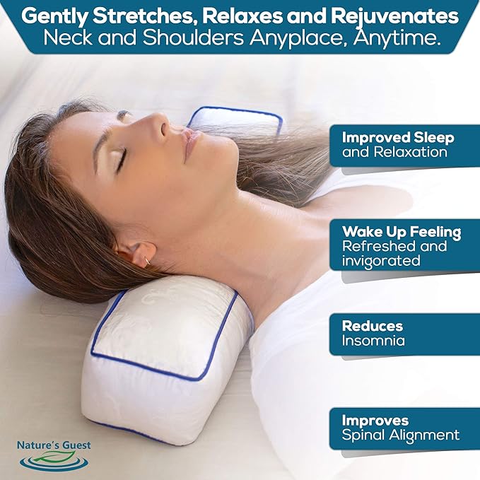 Nature's Guest Adjustable Cervical Neck Roll Bolster Pillow, Better Than Memory Foam Pillow, Neck Pillow for Sleeping, Cervical Cylinder Pillow for Spine Back, Neck Pain, Travel Pillow Leg Bed Pillow