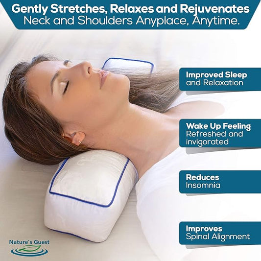 Nature's Guest Adjustable Cervical Neck Roll Bolster Pillow, Better Than Memory Foam Pillow, Neck Pillow for Sleeping, Cervical Cylinder Pillow for Spine Back, Neck Pain, Travel Pillow Leg Bed Pillow