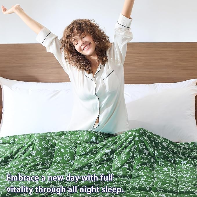 25 lbs weighted blanket Queen Size for Adults (60”x 80”, Forest) Cooling Heavy Blanket for Sleeping Perfect for 240-260 lbs, Winter Thick Breathable Blanket with Premium Glass Bead, Machine Washable