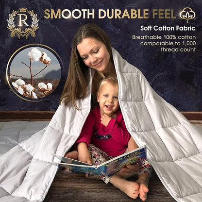 Royal Therapy Weighted Blanket - Heavy 100% Cotton Blankets with Premium Glass Beads (60''x80'' 20lbs, Texas Leather), Suitable for One Person (~200lb) - Use on Queen/King Bed