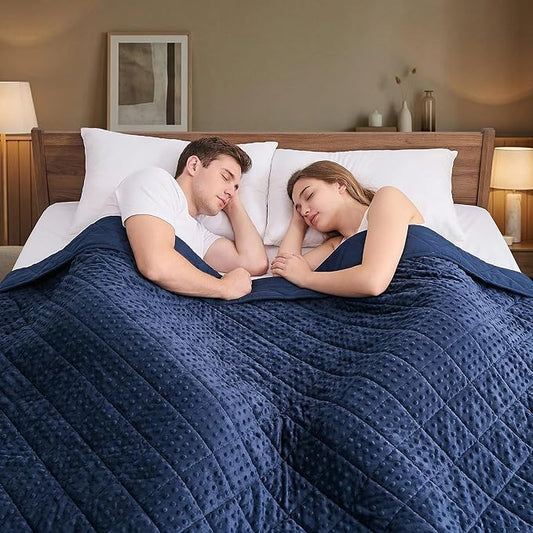 yescool Blue Weighted Blankets for Adults 15 lb, 60 * 80in Queen Size Weighted Blanket for Better Sleep, Minky Heavy Blanket for Teens
