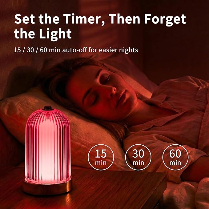 Red Light Therapy Sleep Lamp, Crystal Egg Design, 670nm Red Glow, 3 Color Modes, 9-Step Dimming, USB C Charging, Timer
