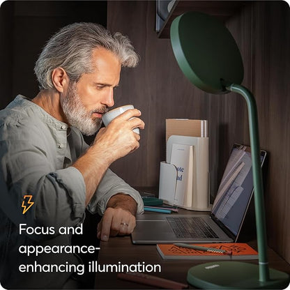 Lumie Task - 10,000 Lux Adjustable Bright Light Therapy Desk Lamp for Mood and Energy Boost and Winter Blues Relief, Crystal Clear Illumination and Maximum Visual Comfort - Sage Green
