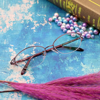 LifeArt Alloy Semi-Rimless Reading Glasses,Blue Light Blocking Glasses, Anti Eyestrain, Computer Gaming Glasses, TV Glasses for Women Men, Anti Glare (Red, +2.25 Magnification)