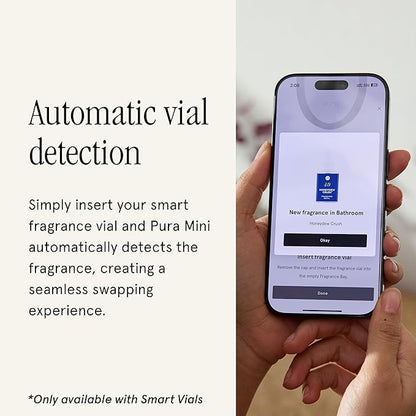 Pura Mini Smart Fragrance Diffuser for Small Spaces Adjustable Smart Home Device with LED Light & Automatic Vial Detection - Includes 1 Scent Refill; Linens & Surf
