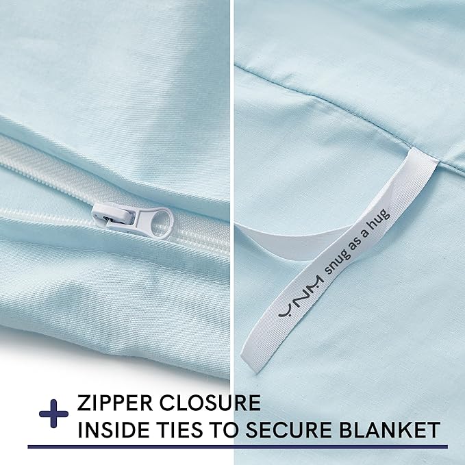 YnM Cotton Duvet Cover for Weighted Blankets (Light Blue, 41''x60'')
