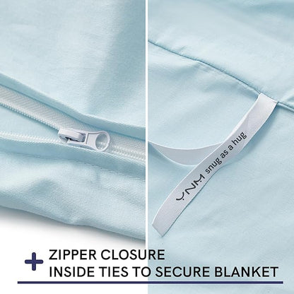 YnM Cotton Duvet Cover for Weighted Blankets (Light Blue, 41''x60'')