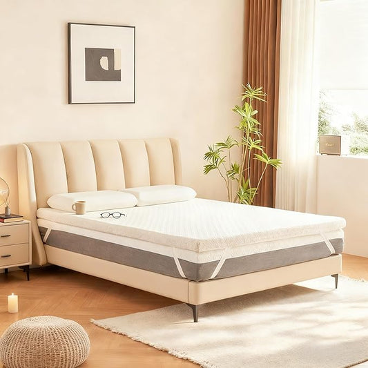 3 Inch Memory Foam Mattress Topper Twin Size - CertiPUR-US Certified - Gel Cooling Mattress Pad with Removable Bamboo Cover,Bed Topper for Pressure Relief(White) (White, Full)