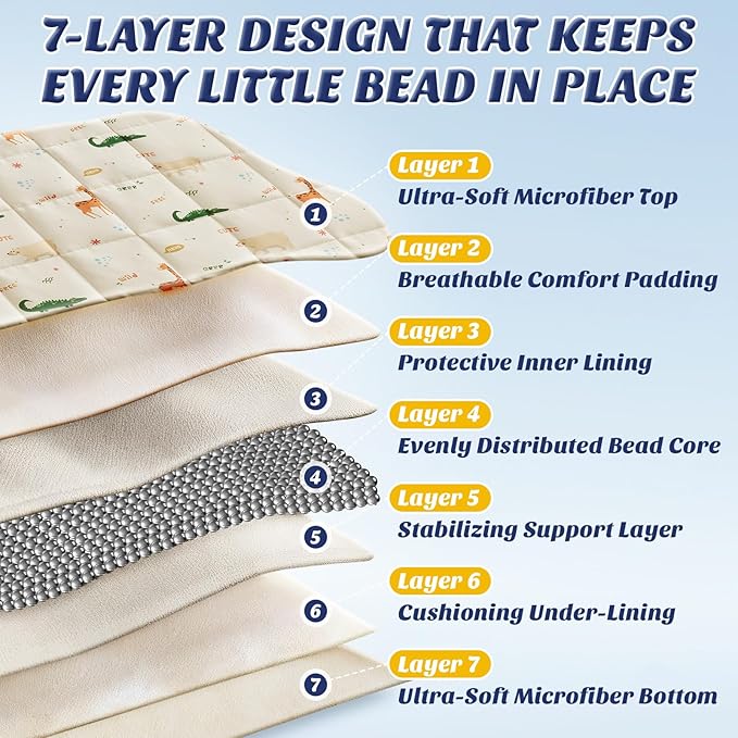 anfie Weighted Blanket Kids(40"x60" 7lbs) Weighted Blanket Cooling Blanket for Sleeping,Throw Size Breathable Blanket with Premium Glass Bead(Beige Animal)