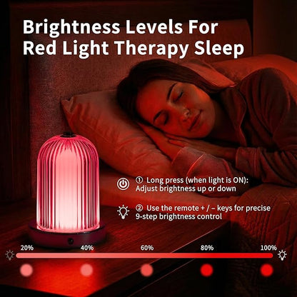 Red Light Therapy Sleep Lamp, Crystal Egg Design, 670nm Red Glow, 3 Color Modes, 9-Step Dimming, USB C Charging, Timer