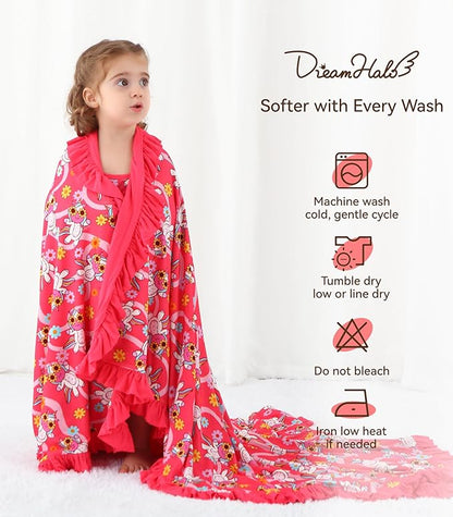 Premium Baby Blankets, Soft Viscose from Bamboo Blanket for Girls, Nursery Crib Bedding Quilt for Newborn and Toddler, Ruffle Blanket Cooling for Hot Sleepers 50''x50'' Pink Unicorn
