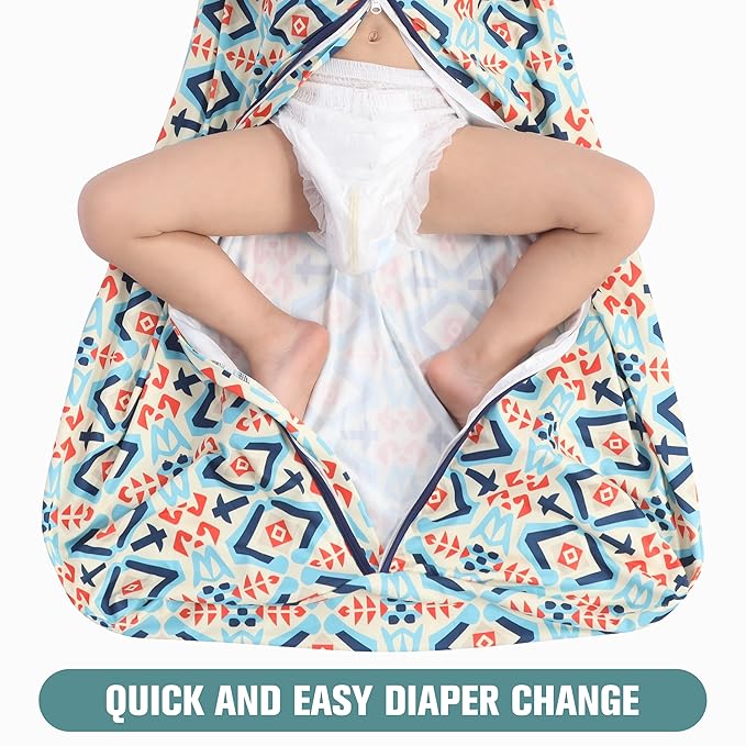 Baby Sleep Sack 6-12 Months 3 Pack Baby Wearable Blanket 100% Rayon Cotton 2-Way Zipper Toddler Sleeping Sack .Comfy Soft Lightweight TOG 0.3 (Bohemia&Checkered&Blue,)