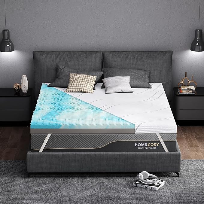 4 Inch Full Size Firm Mattress Topper with Silk Cover, Premium Cooling Gel+ Bamboo High-Density Memory Foam Mattress Topper, for Pain Relief
