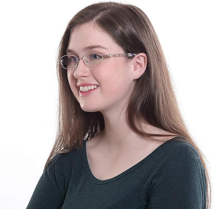 LifeArt Alloy Semi-Rimless Reading Glasses,Blue Light Blocking Glasses, Anti Eyestrain, Computer Gaming Glasses, TV Glasses for Women Men, Anti Glare (Purple, +2.75 Magnification)