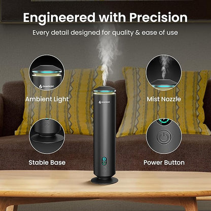 MajesticMist Waterless Essential Oil Diffuser, Rechargeable Aluminum Cold-Air Aroma Diffuser for Large Rooms up to 1000 sq ft, Wireless Charging Base, Quiet, 4 oz, Remote Control