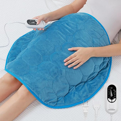 immtree 7lbs Weighted Heating Pad, 24x29 Inches, Extra Large Size Heated Lap Heavy Blanket with Fast Heat Technology, Deeper Pain Relief for Back and Knee, Christmas Gifts for Women Adults, Blue