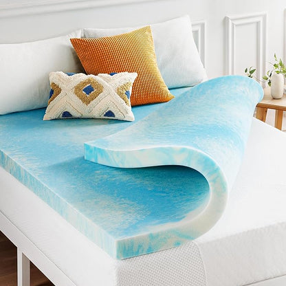 Best Price Mattress 3 Inch Swirl Gel AeroBreeze Cooling Air Flow Memory Foam Mattress Topper, Dorm Essentials, King