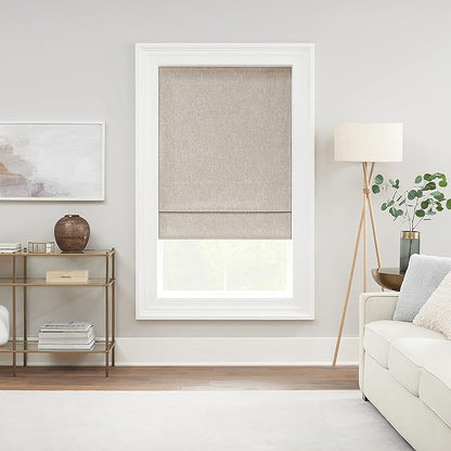 ECLIPSE Drew Noise Reducing Blackout Cordless Lined Window Roman Shade for Living Room, 31 in x 64 in, Linen
