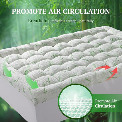 3 Inch Mattress Topper California King Size - 1500GSM 3D+7D Down Alternative Fill Pillow Top Mattress Pad, Viscose Made from Bamboo Cover, Extra Firm for Back Pain,6"-18"Deep Pocket (72"x84")