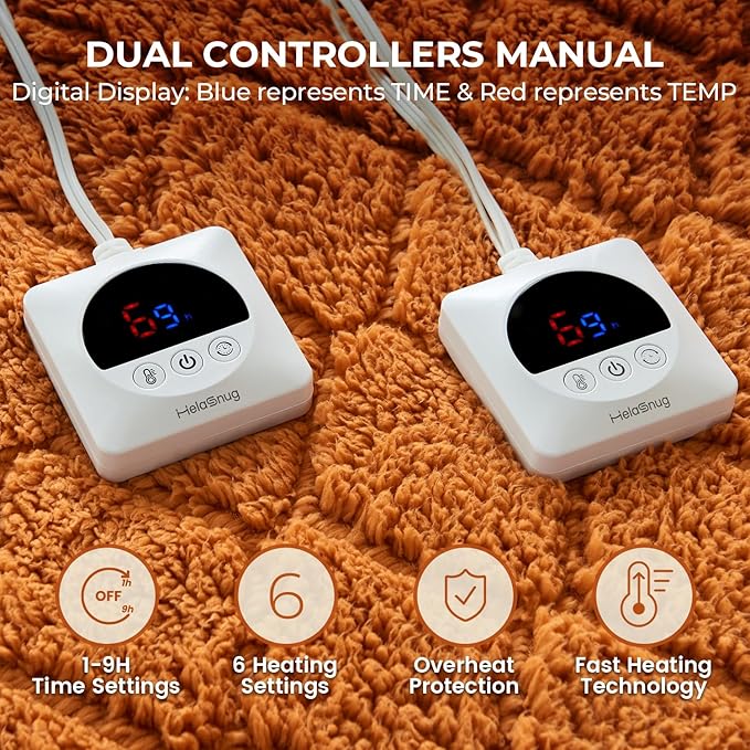 Electric Heated Mattress Pad King Size Heating Mattress Pad Dual Control 78x80IN Sherpa Warm Winter Deep Pocket 6 Heat Settings 1-9-Hour Timer Auto-Off Machine Washable Mocha Mousse New Launch