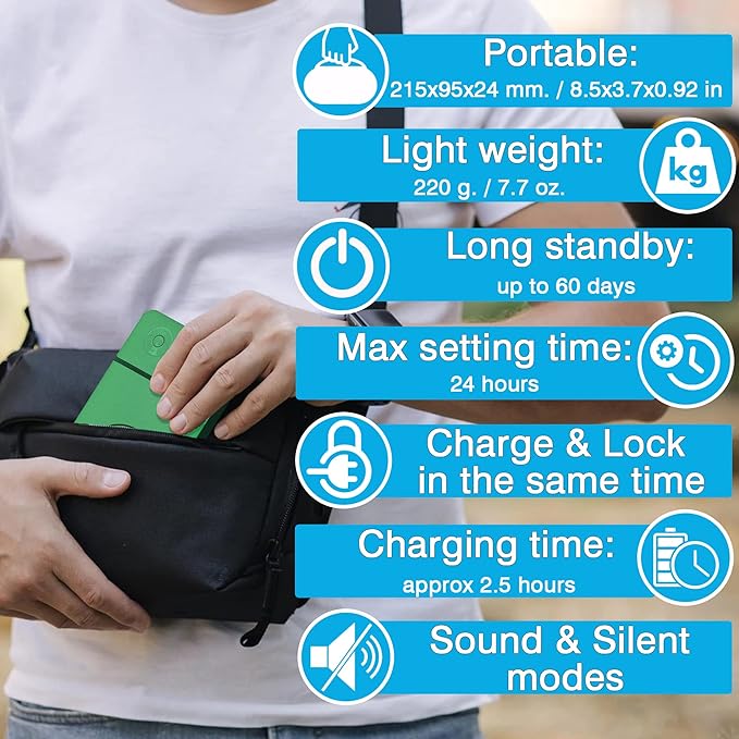 Timed Lock Box - Cell Phone Locker with Charger for Self-Discipline, Cell Phone Jail for Teachers, Time Locking Container to Limit Smartphone Addiction, Small Lockable Safe (Green)