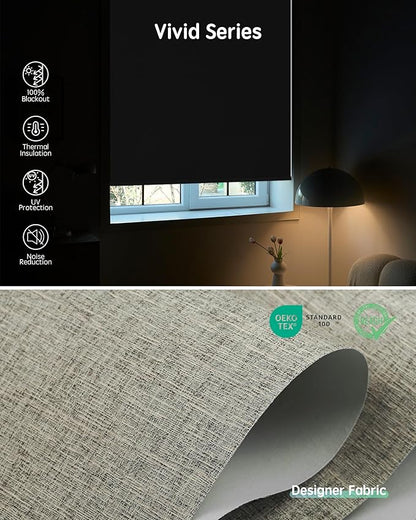 Yoolax Motorized Blinds with Remote, Smart Blinds for Windows Blackout Automatic Shades Compatible with Alexa Remote Control Roller Window Shades with Valance, Custom Size (V-Caramel Gold)