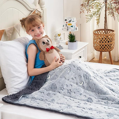 yescool Weighted Blanket 7 Pounds Weighted Lap Blanket, Glow in The Dark Star Heavy Blanket, Warm Minky Weighted Throw Blanket Gift for 60-80lbs, 40"x60"