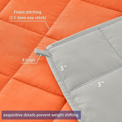 yescool Weighted Blanket for Adults (10 lbs, 48" x 72", Orange) Cooling Heavy Blanket for Sleeping Perfect for 90-110 lbs, Twin Size Breathable Blanket with Premium Glass Bead, Machine Washable