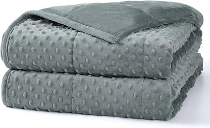 Alomidds Weighted Blanket (48"x72",15lbs Twin Size - Grey), Weighted Blankets for Adults, Cooling Breathable Soft and Comfort Minky, Heavy Blanket Microfiber Material with Glass Beads