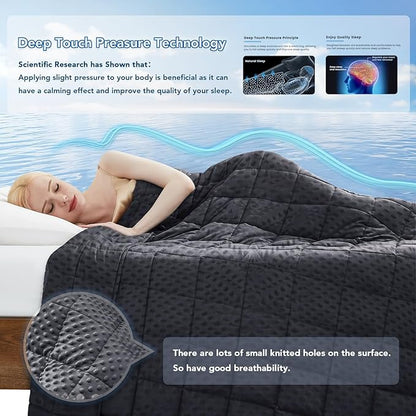 Topcee Weighted Blanket for Adults (15lbs 48"x72"), Minky Dots Heavy Blanket for 140-160lbs Sleeping, Soft, Cozy and Cooling Weighted Throw Blankets, Machine Washable, Grey