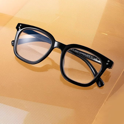 Reading Glasses for Men Women Blue Light Blocking with Spring Hinge, Blocking Readers Anti UV Ray Filter Eyeglasses, Square Computer Reader Glasses, Black, +2.5