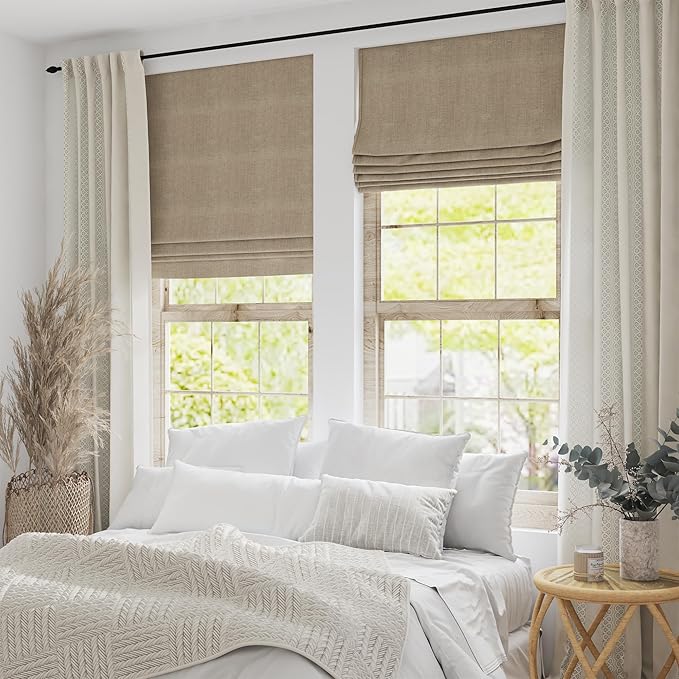 Motorized Roman Shades with Remote, Cordless Smart Blackout or Light Filtering Roman Blinds, Automatic Window Blinds for Bedroom, Living Room, Kitchen, Office, 67" W x 36" H