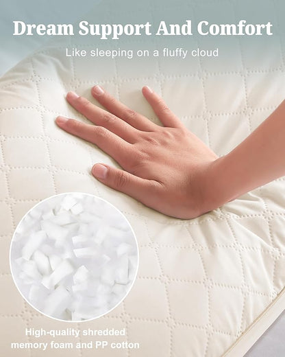 YZ HOME Long Body Pillow for Adults - Firm Body Pillow Insert with Shredded White Memory Foam, Adjustable Height, Soft Support for Side Sleeping, Pregnant Women, Washable (Beige, 20x54 Inch)