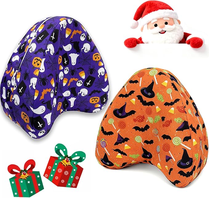 Knee Pillowcase Compatible with Contour Legacy Knee Pillow, Invisible Zippered & Anti-Pilling, Soft Halloween Christmas Gothic Decor, Unique Gift for Her/Him (Purple Galaxy & Warm Orange)