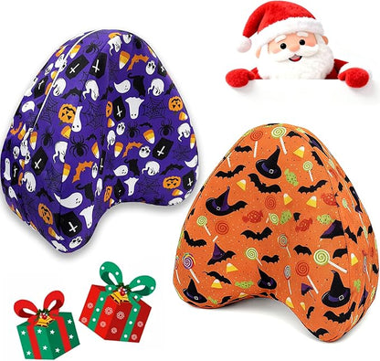Knee Pillowcase Compatible with Contour Legacy Knee Pillow, Invisible Zippered & Anti-Pilling, Soft Halloween Christmas Gothic Decor, Unique Gift for Her/Him (Purple Galaxy & Warm Orange)