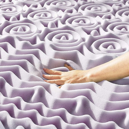 Mellow 2 Inch 5-Zone Memory Foam Mattress Topper, Soothing Lavender Infusion, Dorm Essentials, Twin