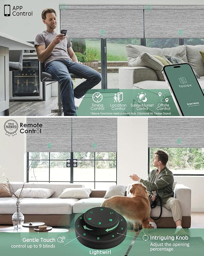 Yoolax Motorized Blinds with Remote, Smart Blinds for Windows Blackout Automatic Shades Work with Alexa Remote Control Roller Window Shades with Valance, Custom Size (Foggy Grey)