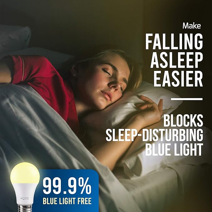 KOZE Sleep Light Bulb 1 Pack Amber Lights Blue - Blocking LED Light Bulb - 1600K Color Temp w/No Blue Light - Sleep Aid for Baby Nursery Light, 3.5 watt