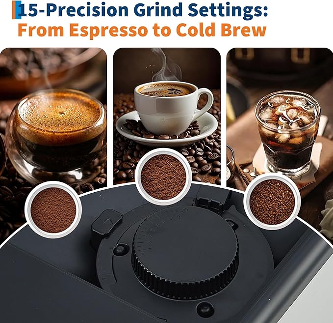 3rd-Gen Espresso Coffee Maker with Milk Frother - Removable Brewer/Grinder, Adjustable Coarseness/Flavor, 3-Level Coffee/Milk Volume, Detachable Milk Tank for Home Baristas, Silver Spray Paint