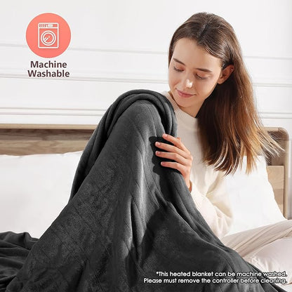 Heated Blankets King Size Electric Blankets 100''X90'', Soft Cozy Flannel Electric Blanket King with Dual Controllers, 5 Heating Level & 10 Hour Auto Off, ETL Certified & Machine Washable, Warm Gifts